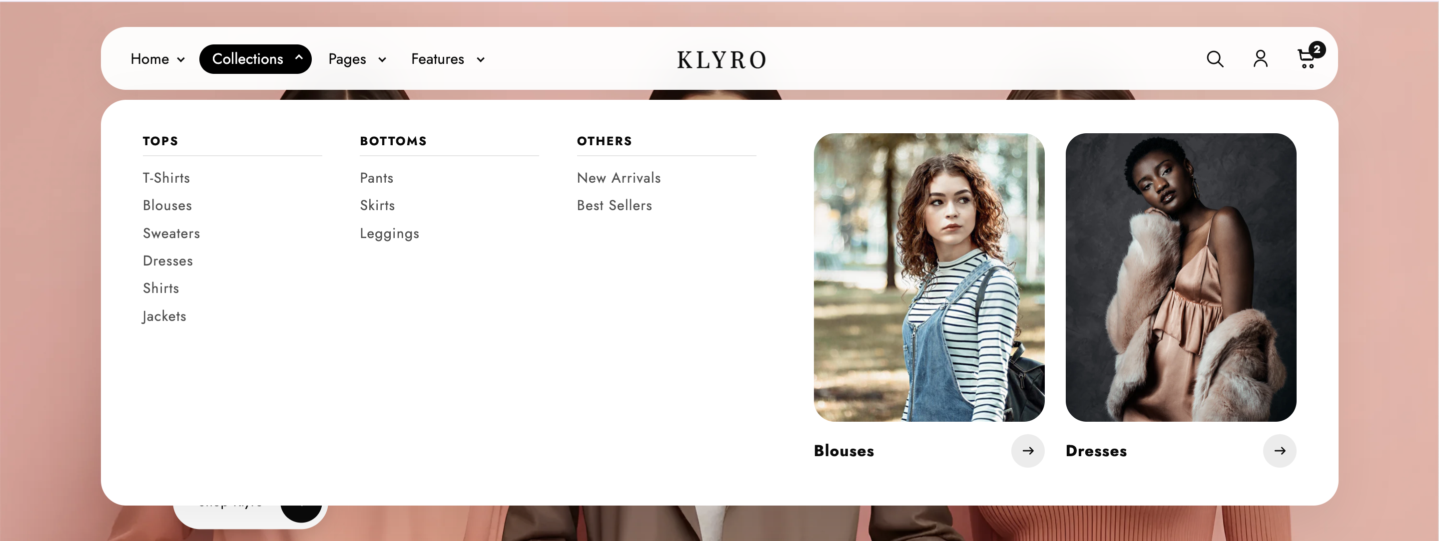 Klyro mega menu